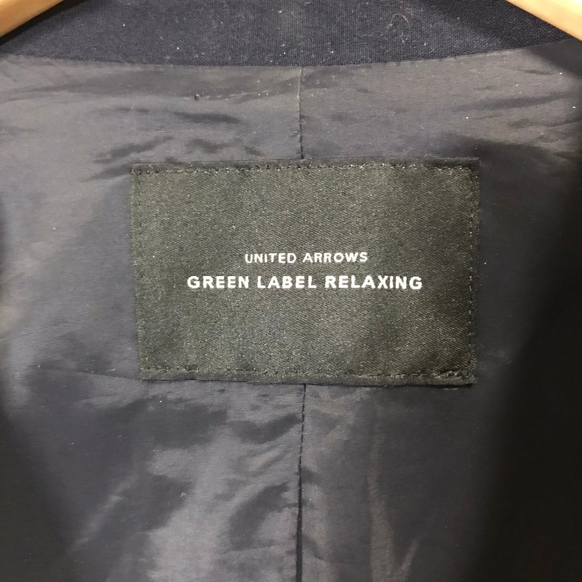 F8913dL ユナイテッドアローズ green label relaxing グリーンレーベルリラクシング サイズ36 (S位) ノーカラージャケット ネイビー_画像5