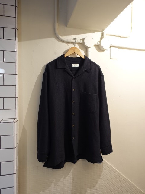 ヘリル HERILL ウール シャツ ネイビー シルク混 サイズ2 22-050-HL-8040-3 定価62700円 Silkwooldoublecloth Opencolorshirt _画像1