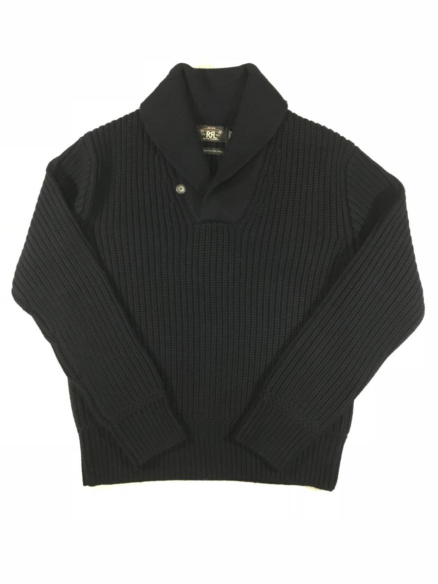 新品 13865 XLサイズ RRL ダブルアールエル polo ralph lauren ショールカラー ウール セーター 黒 black wool