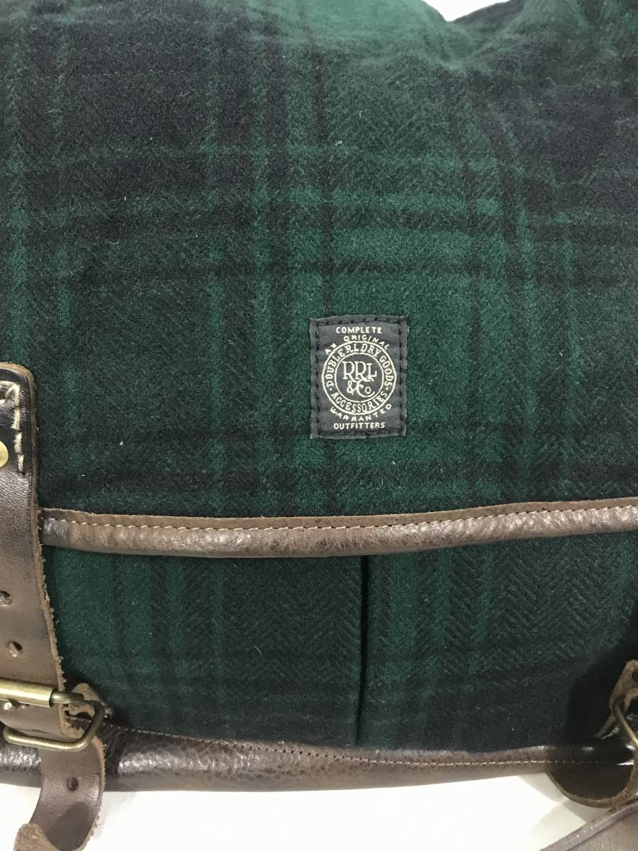 新品 13876 RRL ショルダー バッグ ダブルアールエル polo ralph lauren 鞄 かばん ポスト コットン ウール レザー チェック_画像2