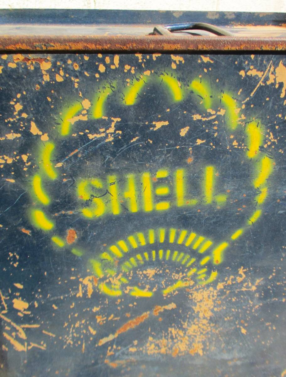 戦前・ビンテージ　シェルオイル 　SHELL OIL　ガソリン/オイル缶　両面ロゴ　ブルー　概ね良好・売切_画像10