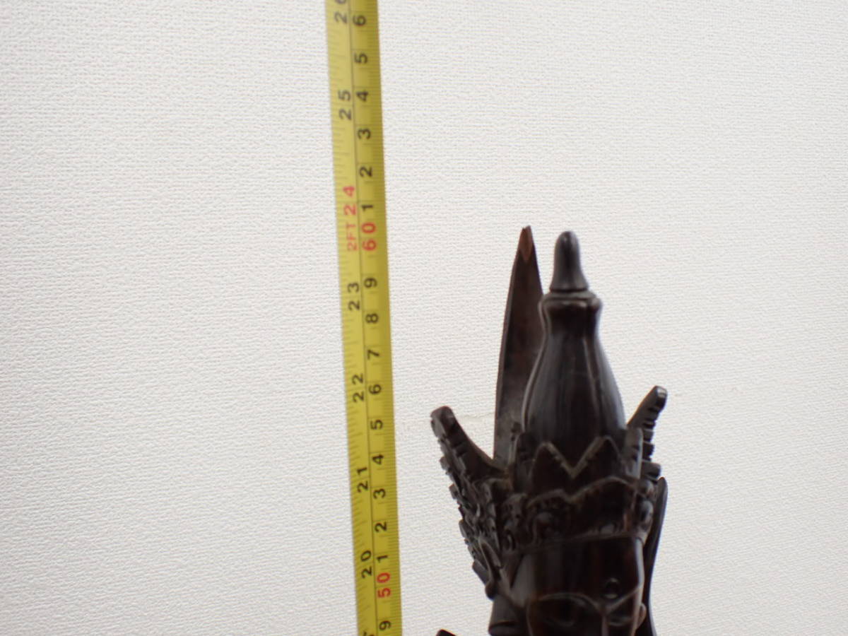UH1225《1円》東南アジア 木製彫像 女神像 唐木 工芸 置物 高さ約61㎝ _画像9
