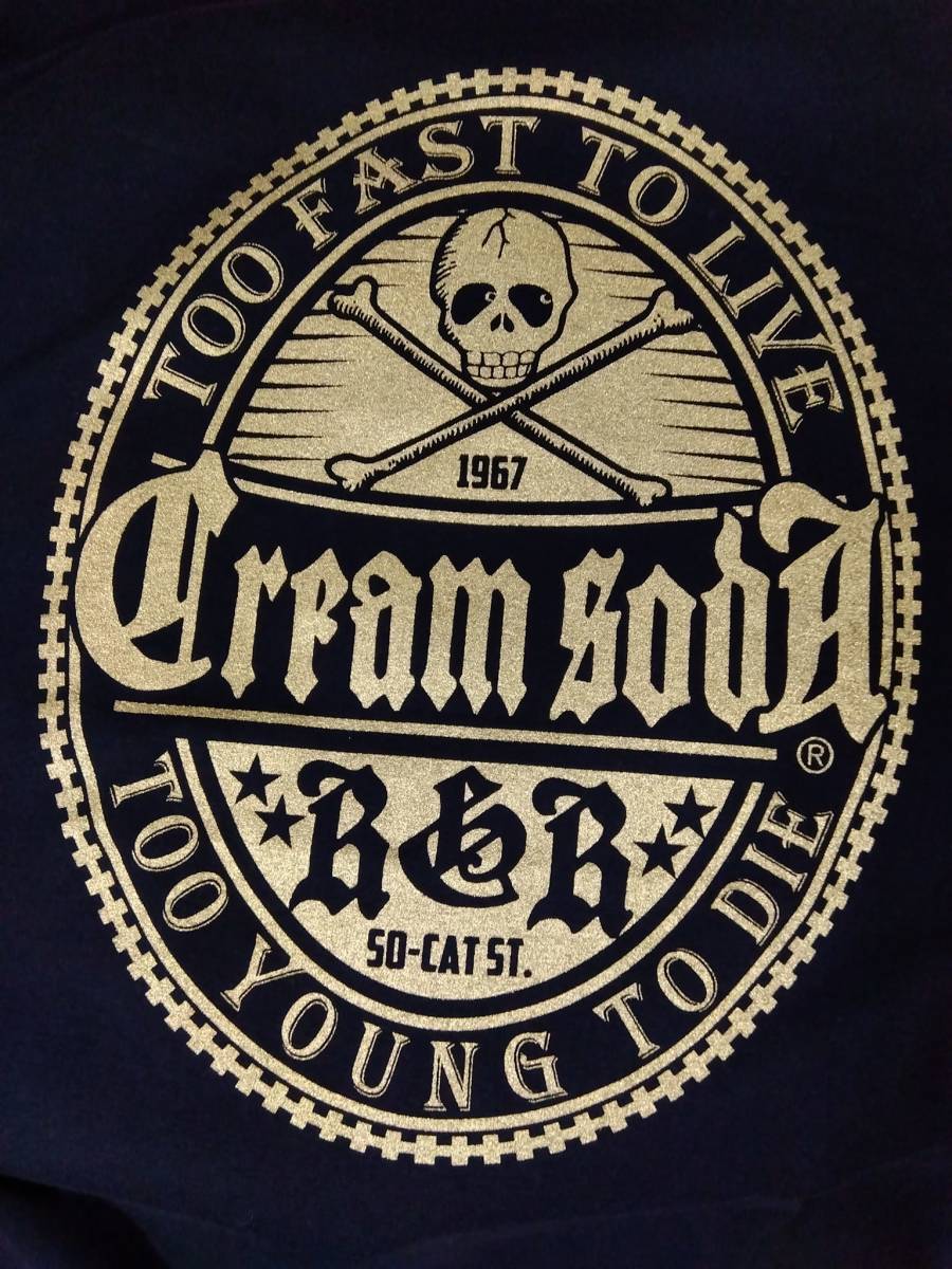 Sサイズ黒色クリームソーダゴールドエンブレムＴシャツCREAMSODA検索黒猫ロカビリーブラックキャッツマジックピンクドラゴン昭和レトロ原宿_画像3