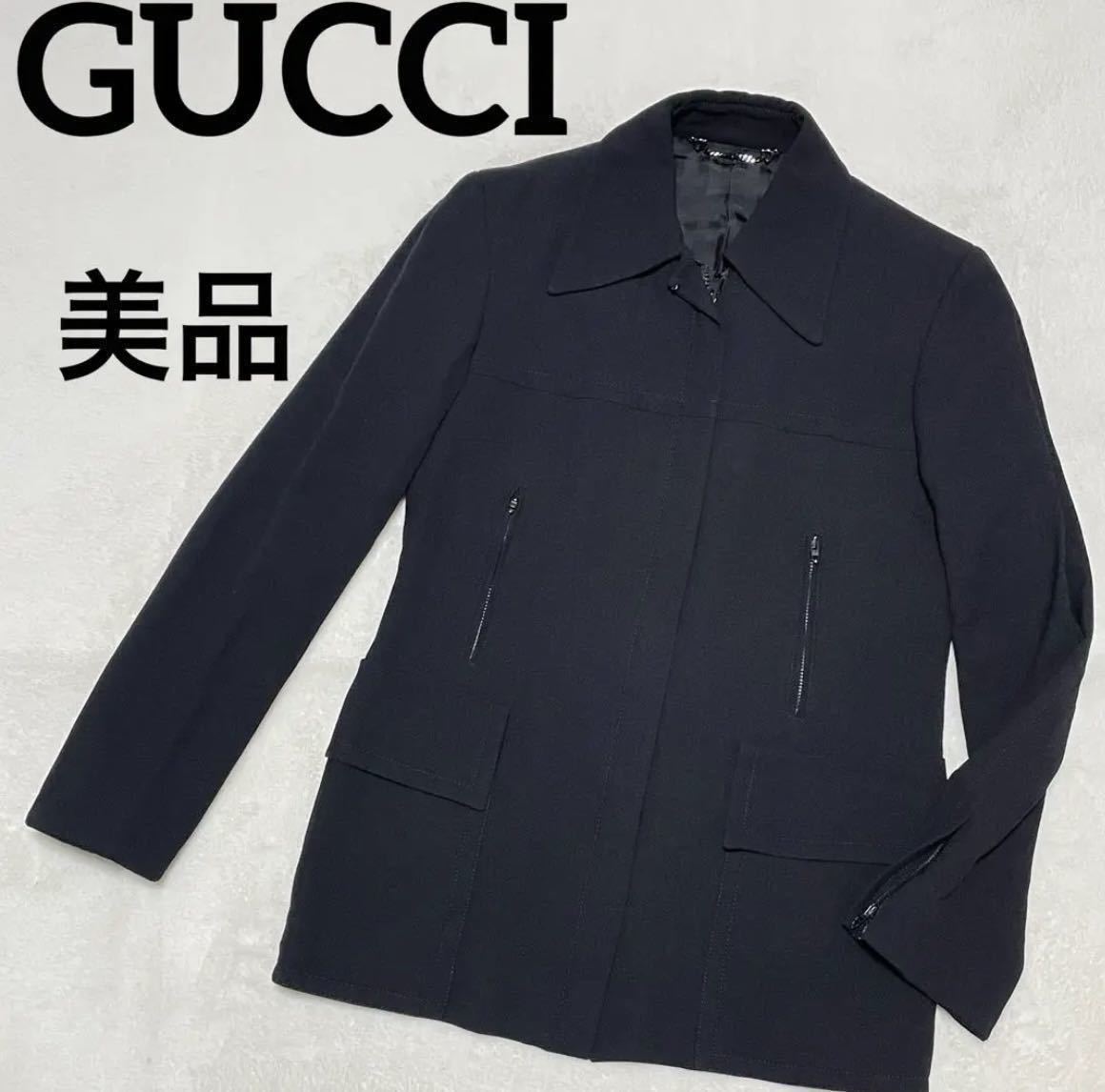 超美品】GUCCI レディース コート(ブルゾン)ウール 黒 42 (着用感M