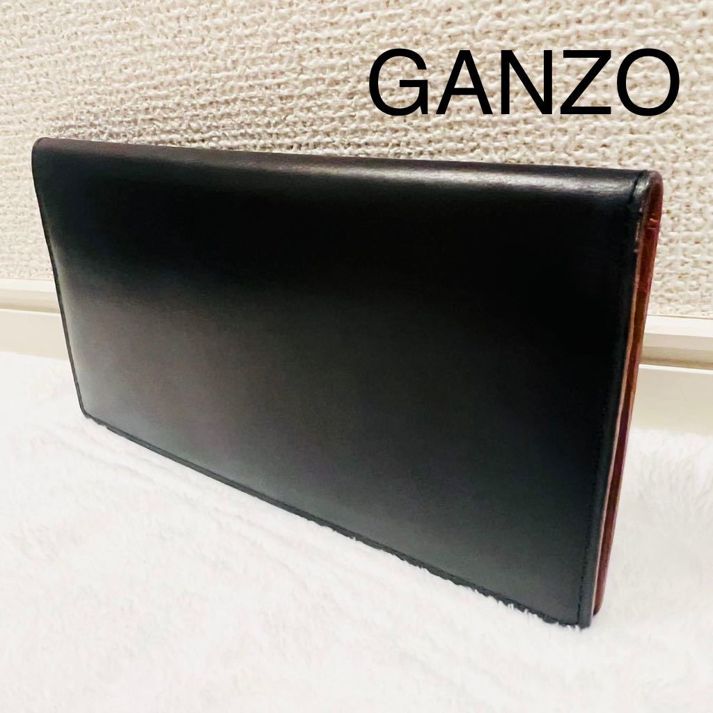 【美品】GANZO ガンゾ 二つ折り長財布 札入れ ブラック　カード入れ