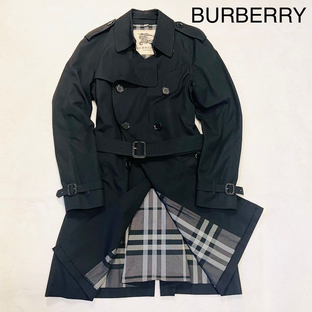 【美品】BURBERRY バーバリー トレンチコート ブラック 黒 現行タグ ベルト付き イングランド製 ノバチェック