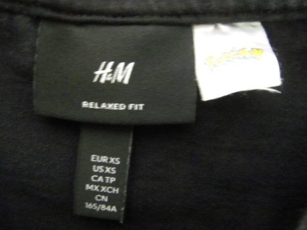 (55431)H＆M　エイチアンドエム　ポケモン　ポケットモンスター　メンズ　Tシャツ　カットソー　ブラック　EUR/XS　USED_特に目立った汚れはありません。