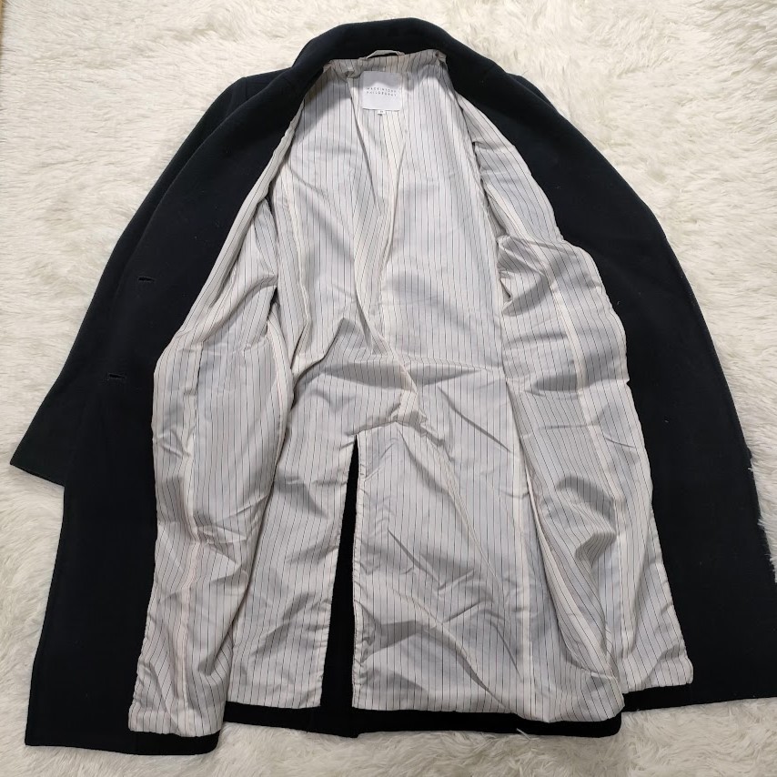  Macintosh firosofi- Пальто Честерфилд длинный шерсть черный подкладка полоса размер 36 MACKINTOSH PHILOSOPHY
