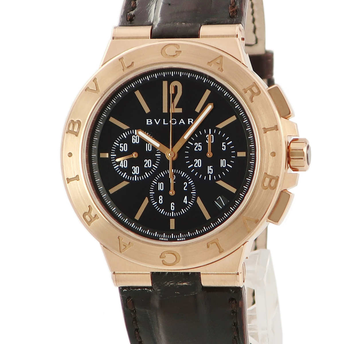 【3年保証】 ブルガリ ディアゴノ ヴェロチッシモ クロノグラフ DGP41BGVDCH DGP41GCH K18PG無垢 黒 自動巻き メンズ 腕時計