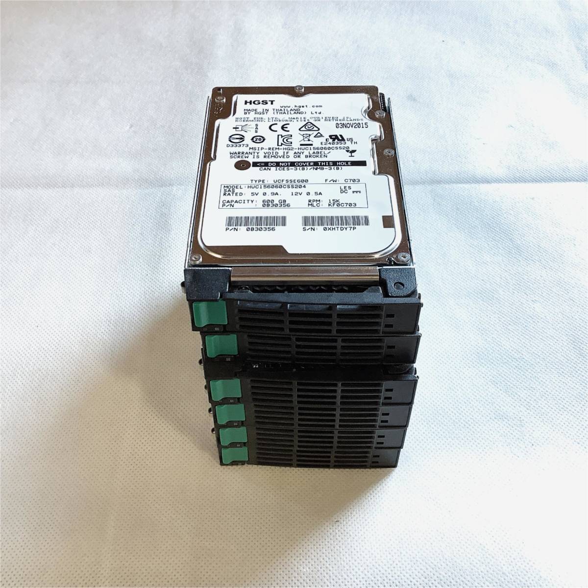 K5110168 HGST 600GB SAS 15K 2.5インチ HDD 6点【中古動作品】_画像3