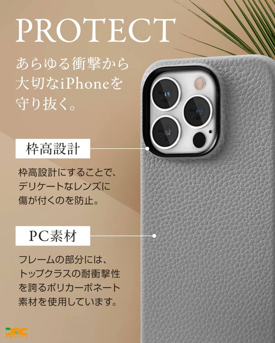 【在庫処分】ブラック) (iphone13Pro, 日本企画品 ワイヤレス充電対応 耐衝撃 高級 お洒落 シュリンクレザー 牛革 _画像5