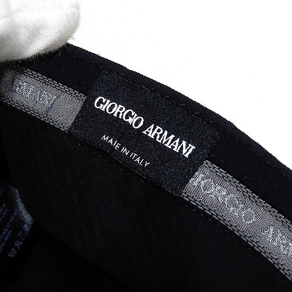#anc ジョルジオアルマーニ Giorgio Armani パンツ 無地 イタリア製 シングル 50 黒系 メンズ [841099]_画像8