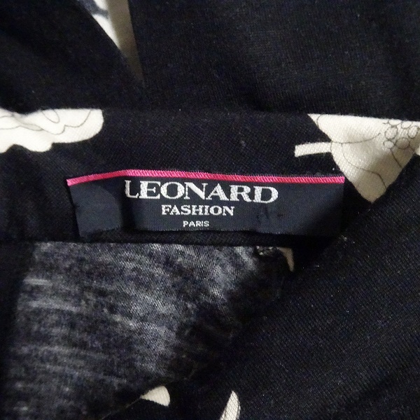 #apc レオナール LEONARD カットソー M 黒 白系 シルク混 ハイネック 花柄 レディース [832959]_画像5