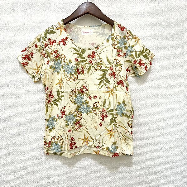 #spc ワンダフルワールド WONDERFUL WORLD Tシャツ M ベージュ系 花柄 レディース [843113]の画像1