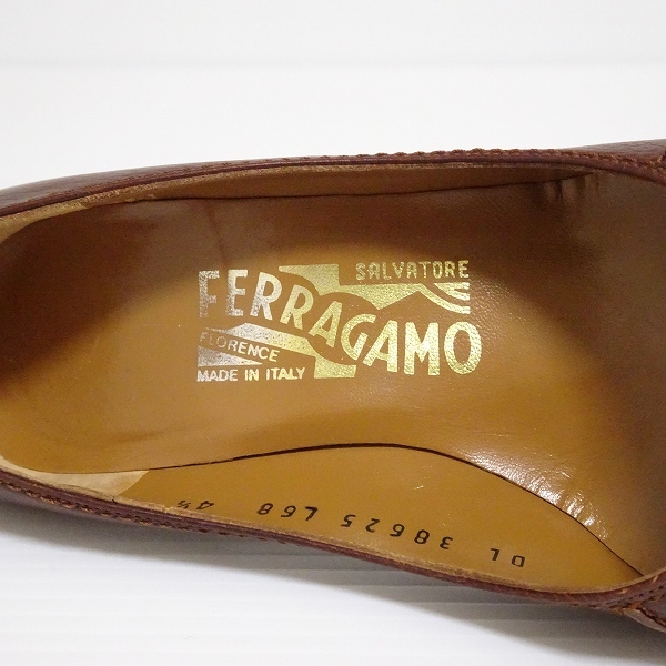 #ans サルヴァトーレ フェラガモ Ferragamo パンプス 4.5 C 茶 レザー イタリア製 レディース [447181]_画像6