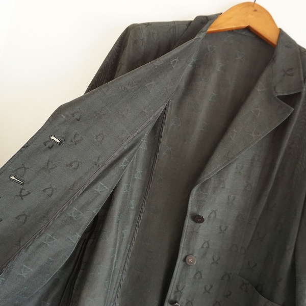 #apc レオナール LEONARD ジャケット 11AR 黒 シルク混 ロゴ柄 薄手 七分袖 レディース [813057]_画像4