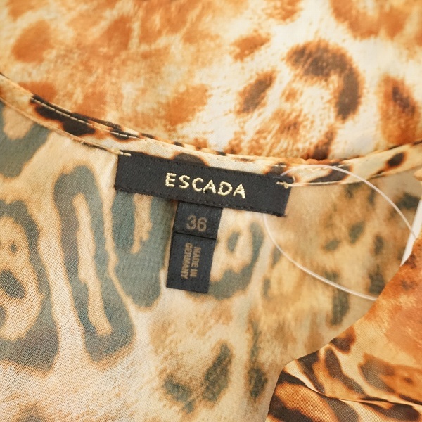 #anc Escada ESCADA рубашка * блуза 36 светло-коричневый тон леопардовая расцветка прозрачный оборка женский [849101]