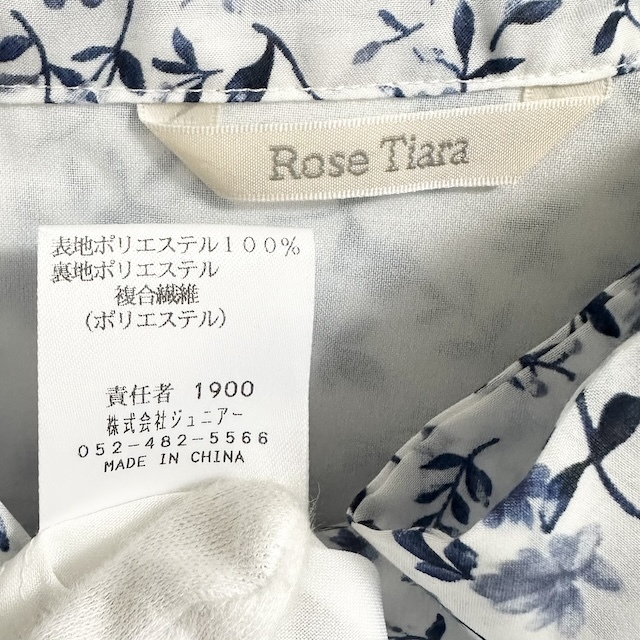 #anc ローズティアラ Rose Tiara チュニック 46 白 青 大きいサイズ リボン 花柄 七分袖 レディース [848940]_画像4