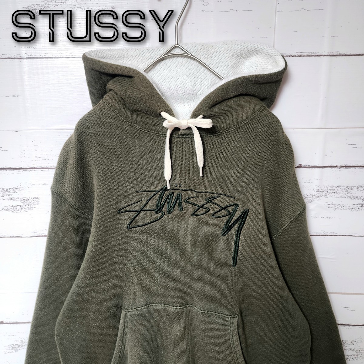 { редкий } Stussy Champion сотрудничество Parker оливковый вышивка Logo 