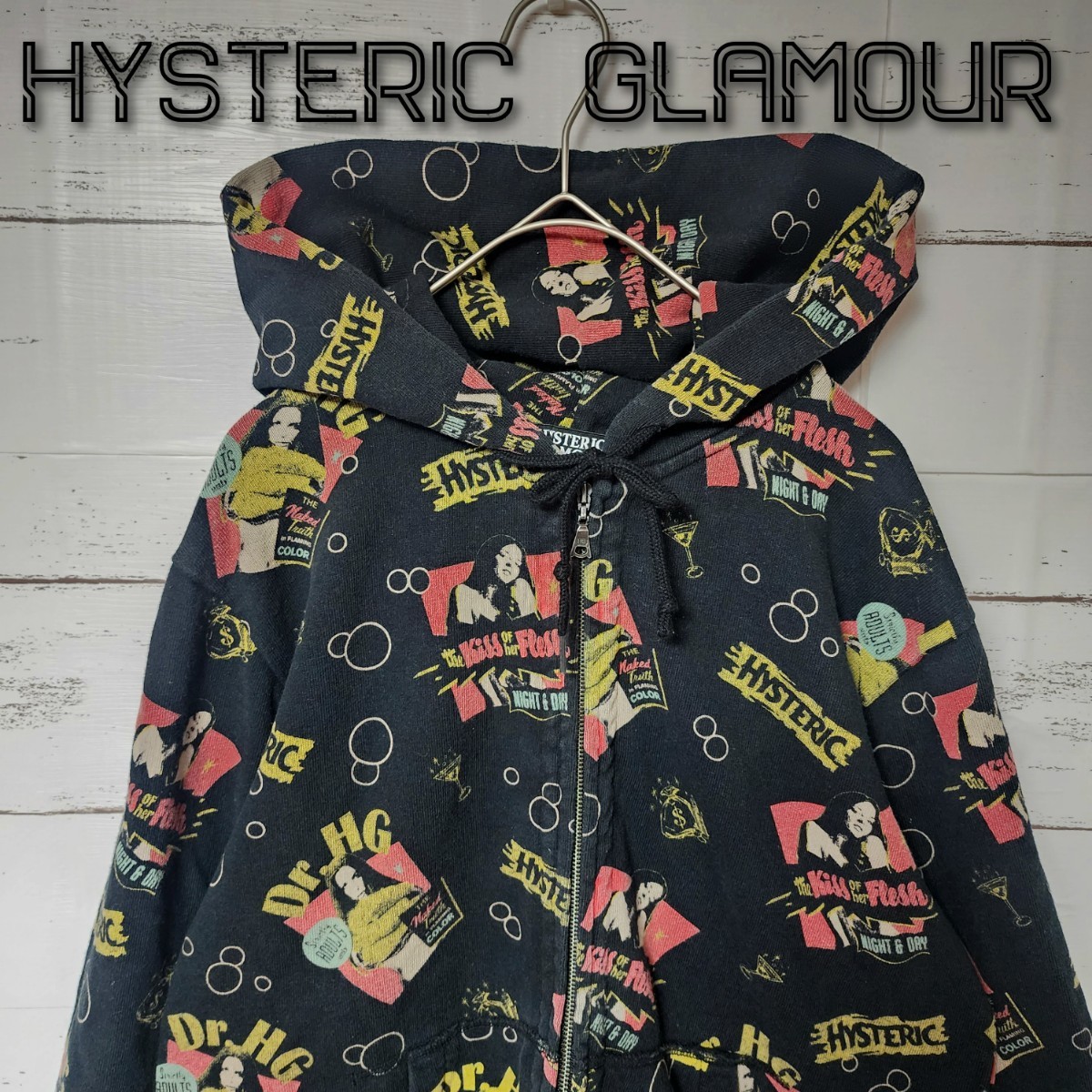 HYSTERIC GLAMOUR フルジップパーカー 総柄 ヒスガール S - パーカー