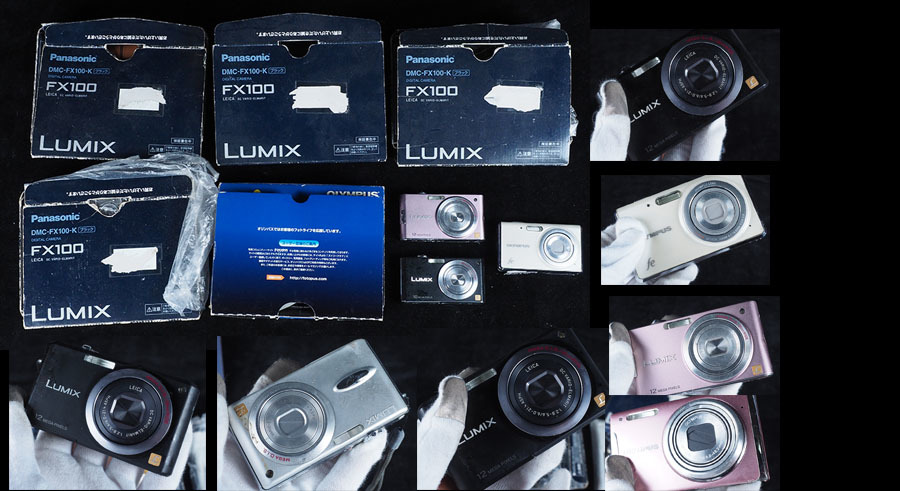 ea02 Panasonic LUMIX FX100 オリンパス μ600 箱・取説 バッテリー完品 5つ 合計8つ まとめ売り まとめて コンデジ デジカメ _画像1