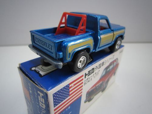 Tomica雪佛蘭卡車藍色元藍色盒子在日本製造 原文:トミカ　シボレー　ピックアップトラック　青メタ　青箱　日本製