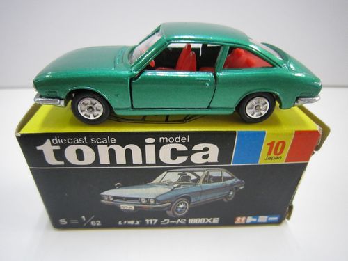 Tomica Isuzu 117 Coupe Green Meta 1E（2B）車輪黑匣子日本製造 原文:トミカ　いすゞ　117クーペ　グリーンメタ　1E(2B)ホイル　黒箱　日本製