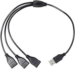 KAUMO USB電源コード 3分岐 三股 三又 40cm (USBオス/USBメス×3) 20cm+20cm 給電・充電のみ_画像1