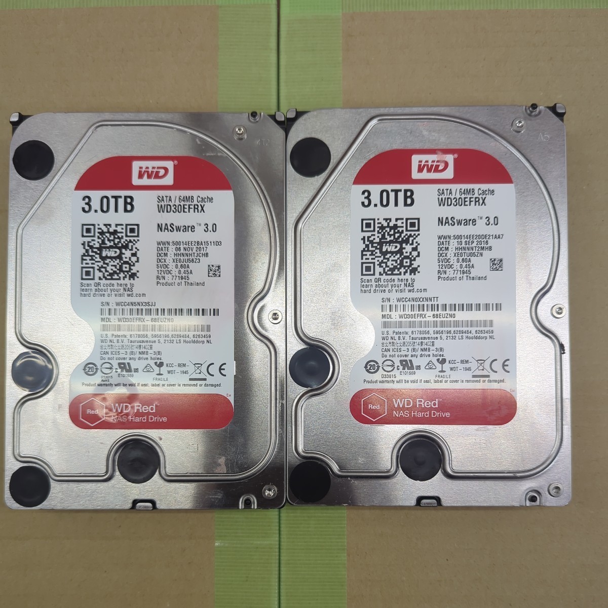 【2個セット】WD Red 3TB 3.5インチ SATA 6Gbps HDD WD30EFRX NASware3.0_画像1