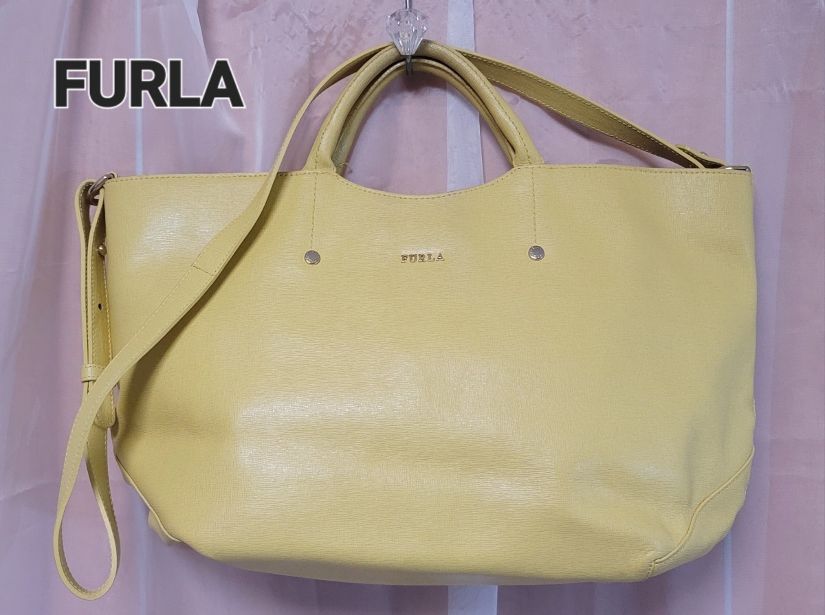 FURLA】フルラ ハンドバッグ ショルダーバッグ 2way イエロー 美品