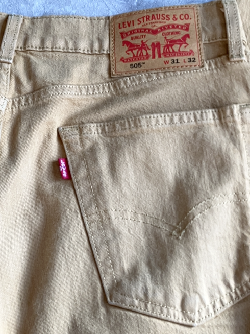 即決 W31 リーバイス Levi's 505 ストレート 柔らか 弱ストレッチ ベージュ系色 茶色 5ポケット型 ジッパーフライ スモールe レッドタブ