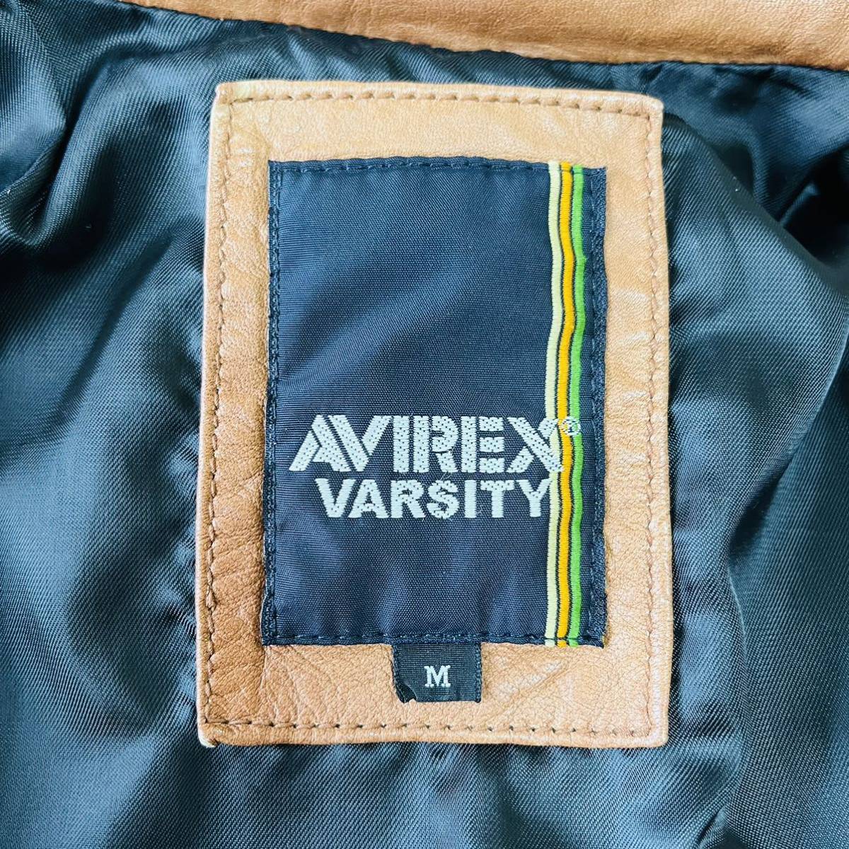 アヴィレックス『極上のトロトロ感』AVIREX ライダースジャケット レザージャケット ブルゾン ラムレザー 羊革 ブラウン Mサイズ メンズ_画像6