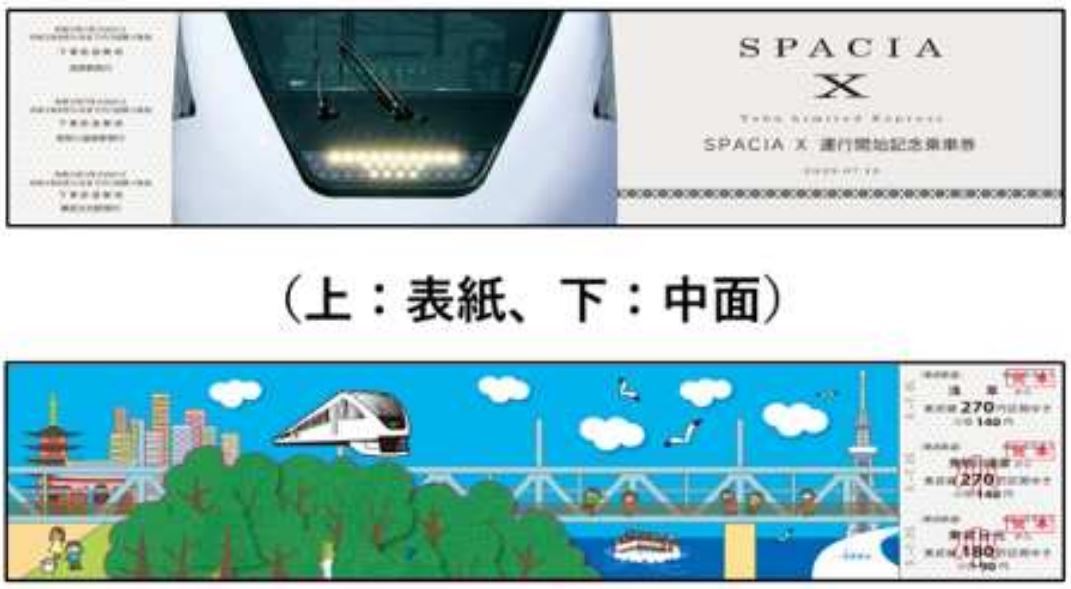 東武鉄道 スペーシアX 運行開始記念乗車券の画像3