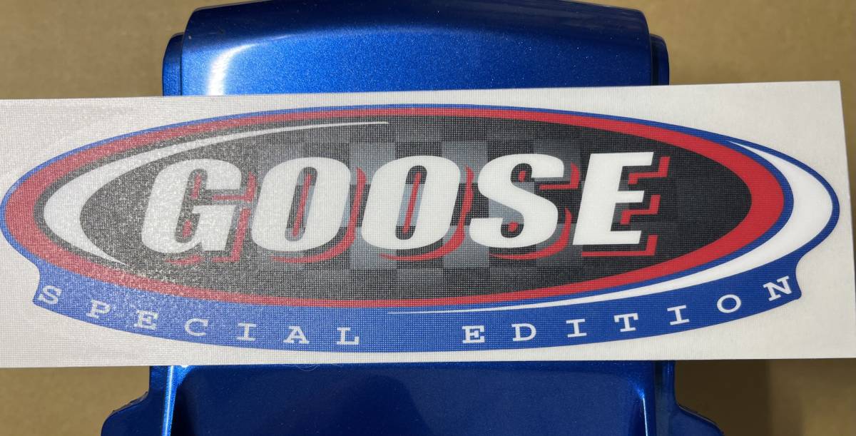 グース350 ワンオフレプリカフューエルタンクエンブレム ブルーメタリック タンクデカール Goose250 日本全国送料63円_画像2