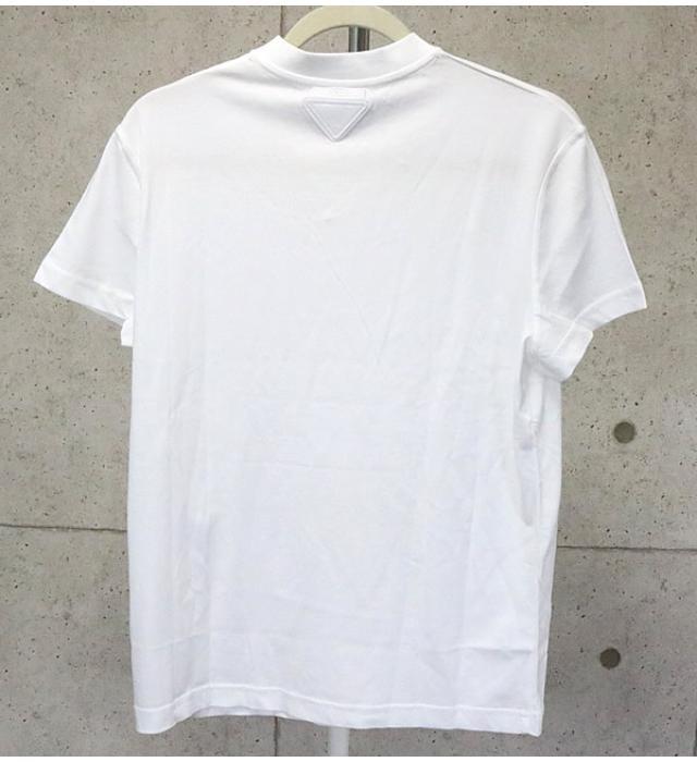 銀座店 プラダ Vネック トライアングル ロゴ Tシャツ 半袖 size:S 白_画像2