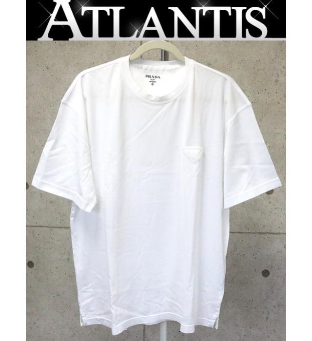 銀座店 プラダ 新品 トライアングル ロゴ Tシャツ 半袖 size:XL 白_画像1