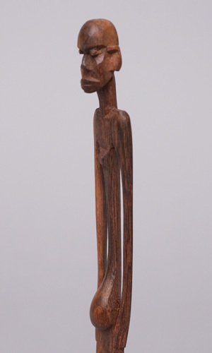 アフリカ　タンザニア　黒檀彫刻　細人形　Mサイズ　茶系　女性/妊婦　木彫り　一刀彫_画像2