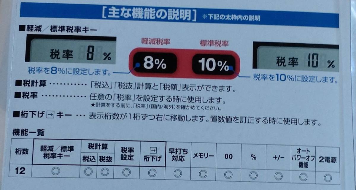 即決・送料込！【軽減税率対応　電卓　銀シルバー(^_-)-☆】大型液晶表示 12桁　税率切替　税計算　メモリー　早打ち対応_画像5