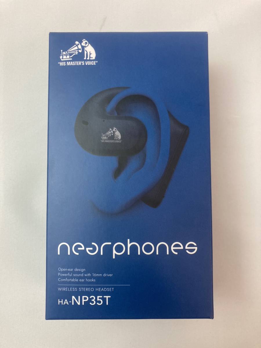 [美品]JVCケンウッド Victor ワイヤレスイヤホン bluetooth nearphones 耳をふさがない テレワーク 耳掛け ネイビー HA-NP35T-A_画像1