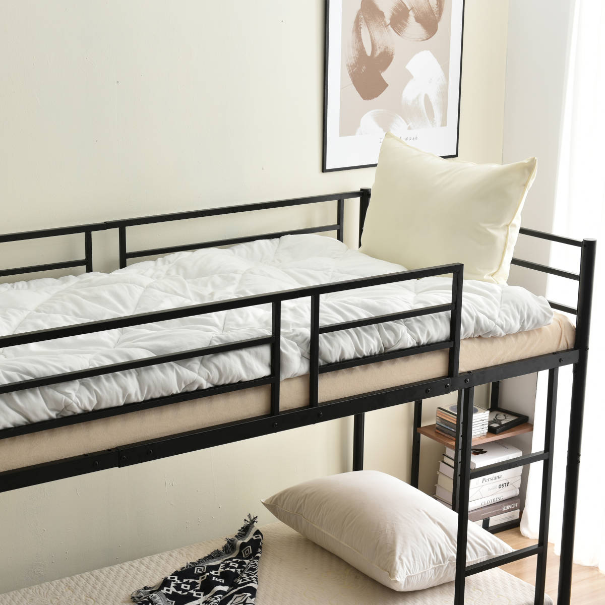 [ новый продукт ][ черный ] двухъярусная кровать 2 уровень bed steel выдерживающий . bed одиночный труба bed металлический крепкий вертикальный лестница low модель фирма участник . студент .