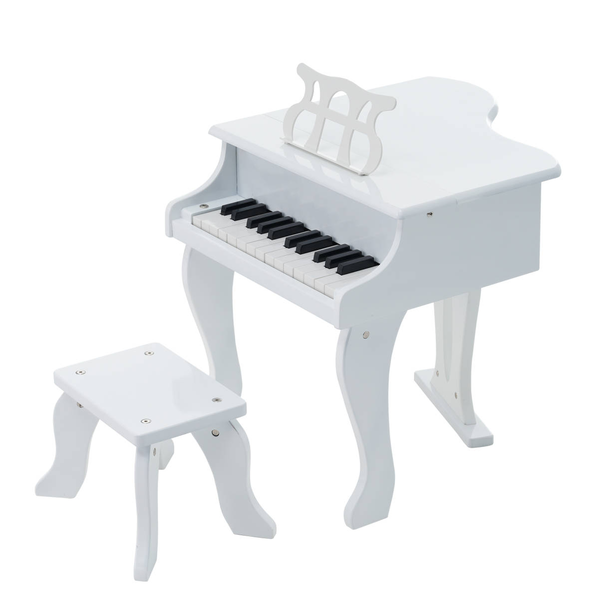 ピアノ おもちゃ ミニグランドピアノ 椅子付 25鍵盤 楽譜付き ピアノ チェア いす ミニピアノ 楽器 鉄琴 トイピアノ おもちゃ【ホワイト】_画像10