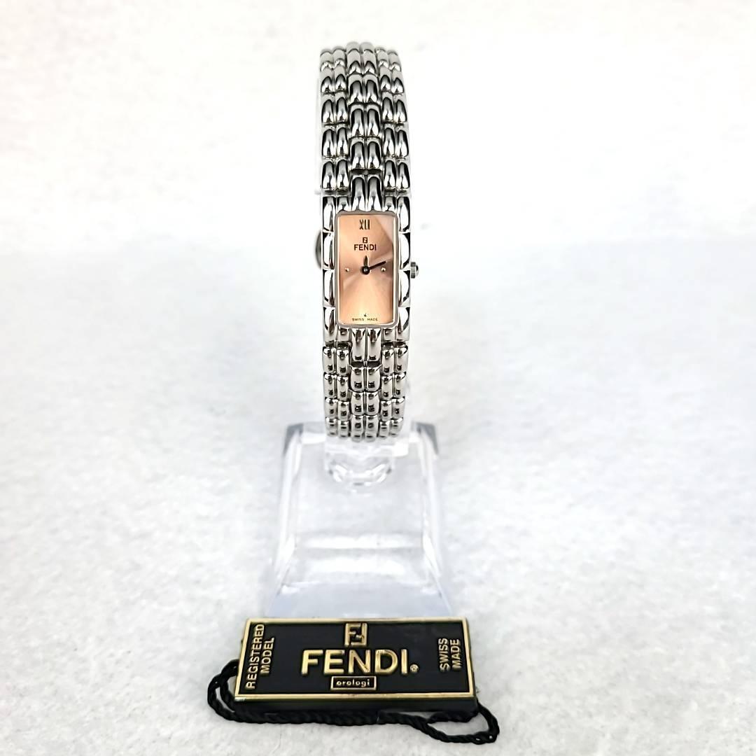 ◇【ほぼ新品】FENDI フェンディ 025-660Ｌ-147 QZ スクエア シルバーブラウン文字盤_画像2