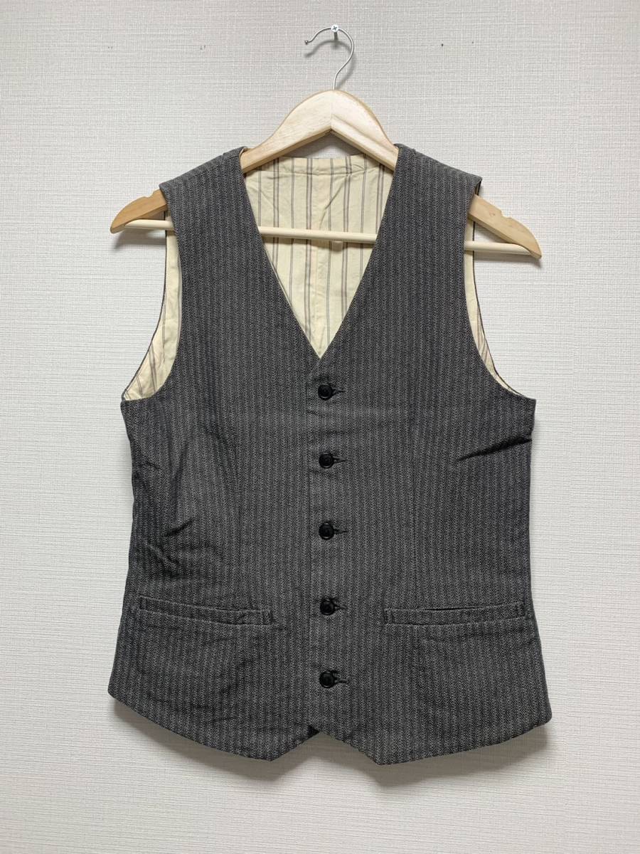 美品☆[ORGUEIL] 定価25,300 Classic Herringbone Gilet クラシックヘリンボーンベスト ジレ 36 日本製 OR-4184 オルゲイユ_画像1