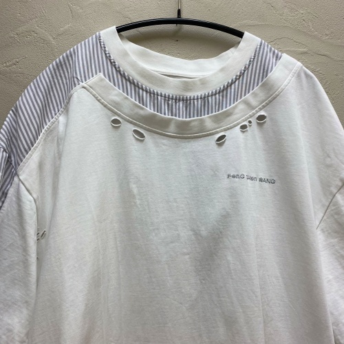 FENG CHEN WANG フェンチェンワン ディストレス Tシャツ L ホワイト系 【代官山11】_画像3