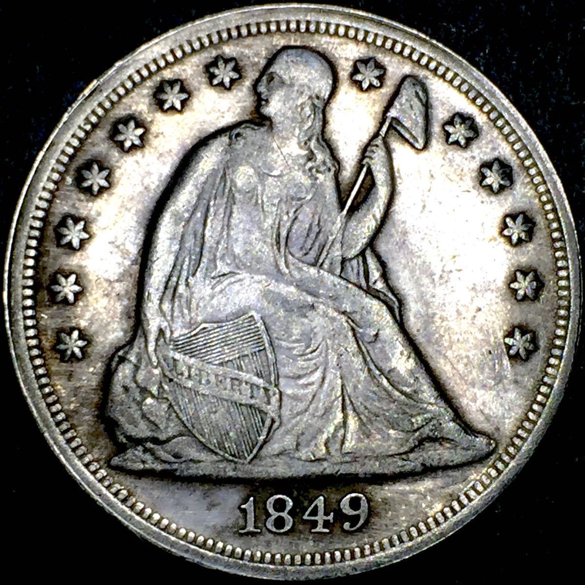 アメリカ　古銭　1849年　自由を守る少女　リバティ　イーグル　　1ドル　大型硬貨　　コイン_画像1
