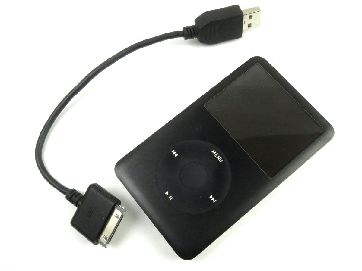 ♪Apple iPod Classic 80GB A1238 ブラック アップル アイポッド クラシック ケーブル付き♪初期化済み 中古ジャンク品_画像1