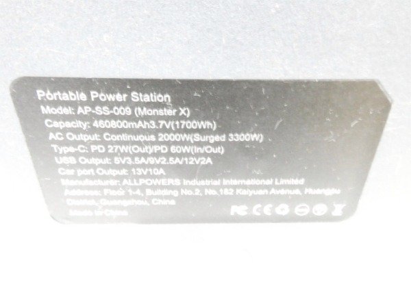◆◆ALLPOWERS◆バッテリー AP-SS-009(Monster X) 充電不可◆ジャンク品 M3487_画像9