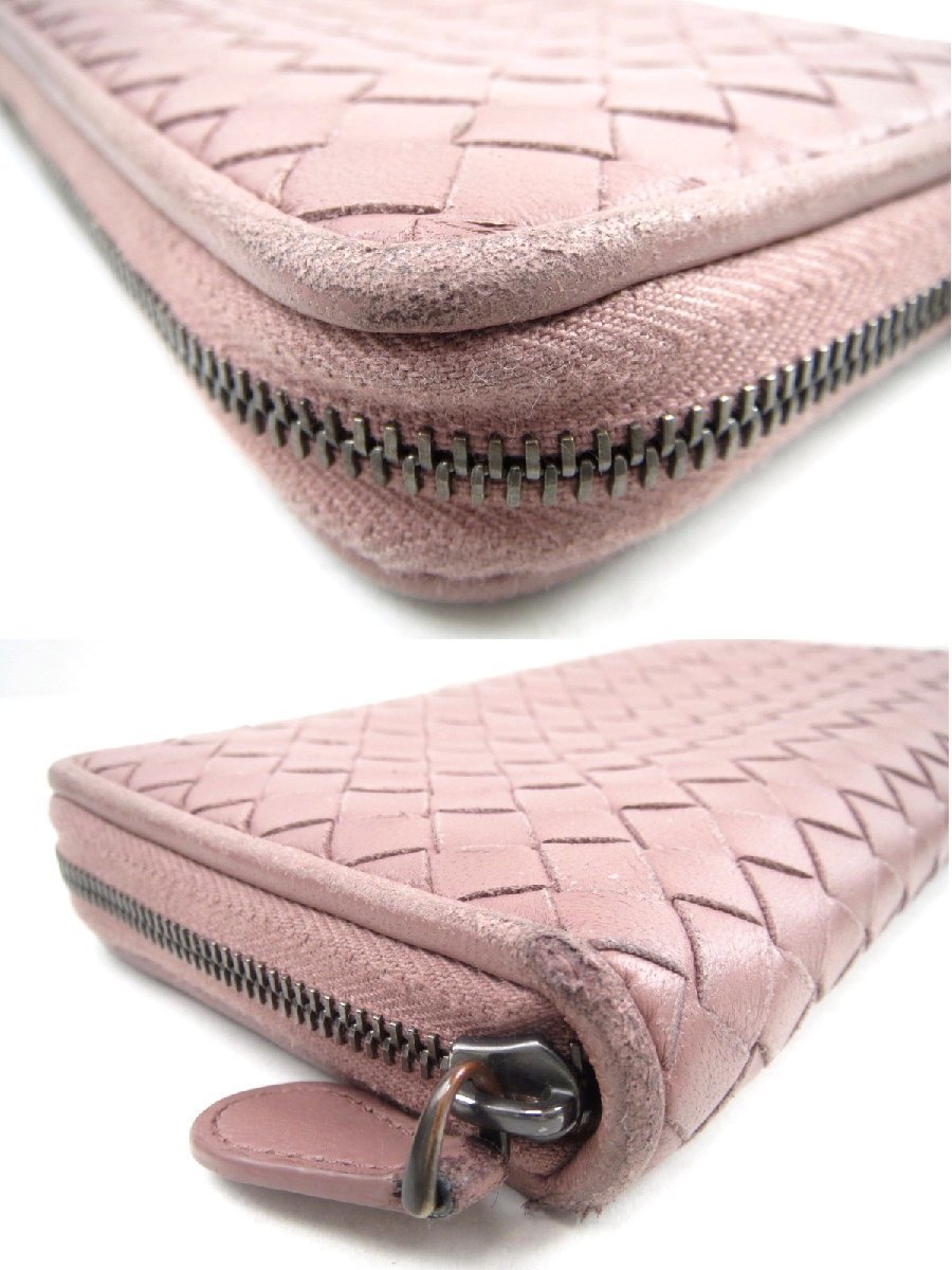 ♪BOTTEGA VENETA ボッテガヴェネタ ラウンドファスナー 長財布 ピンク系 箱・保管袋付き♪USED品_画像4