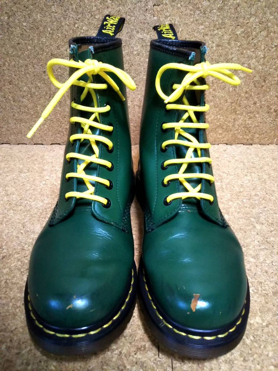 【Dr.MARTENS】ドクターマーチン 1460W 8ホールブーツ UK6 (24.5cm ) 8EYE BOOT スムースレザー 希少レアカラー グリーン 茶芯 刻印あり_画像10