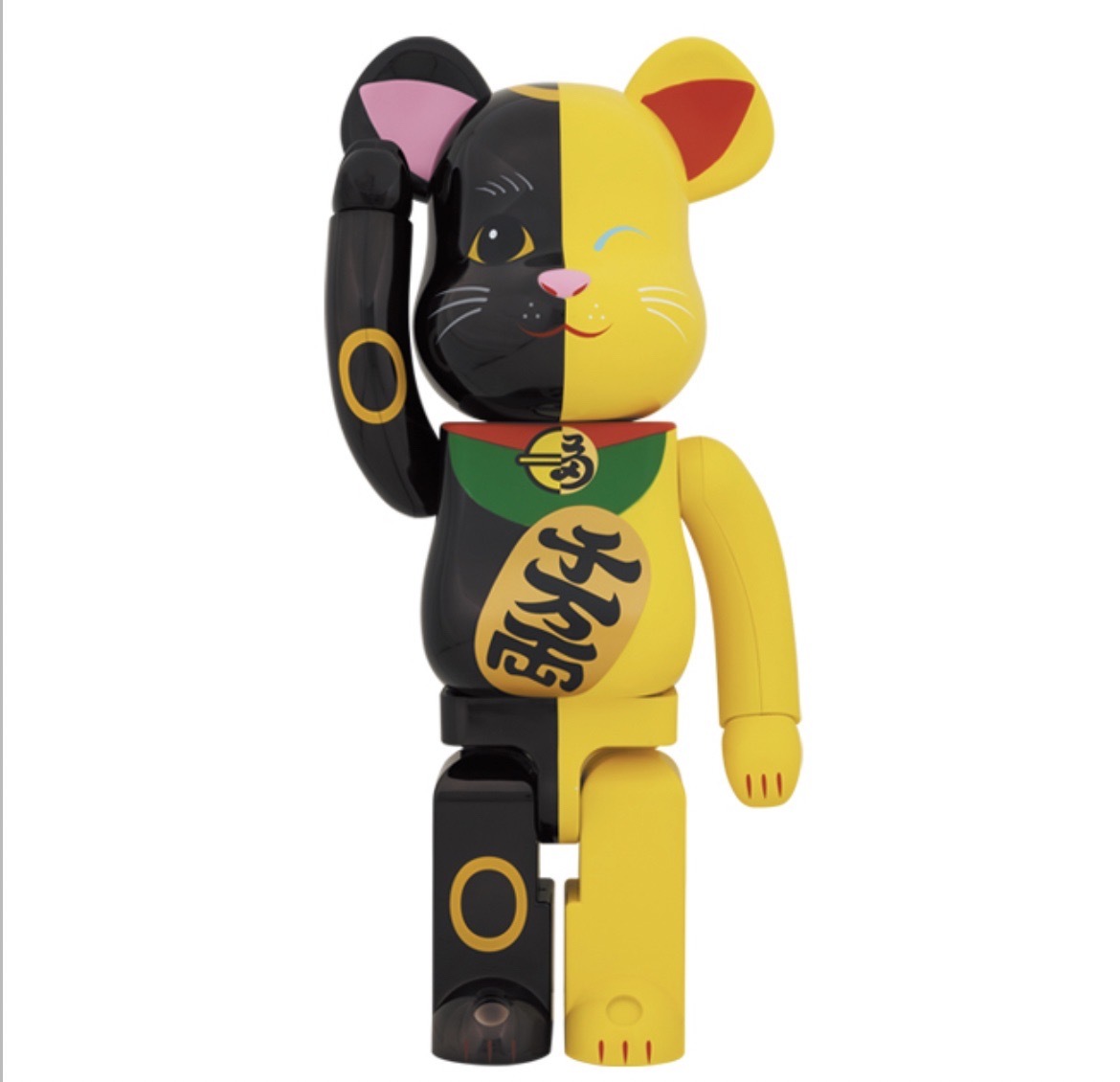 MEDICOM TOY BE@RBRICK 招き猫 黒 黄 1000% メディコムトイ ベアブリック 未使用_画像1